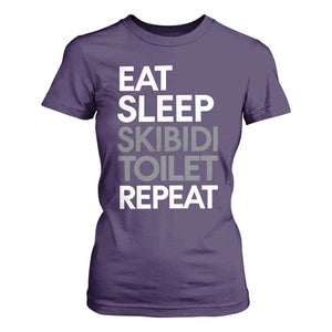 Eat Sleep Skibidi Toilet Repeat T Shirt For Women Funny Gen Alpha Slang TS02 Purple Print Your Wear