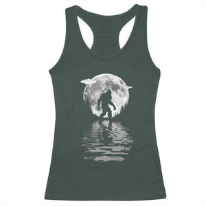Bigfoot Racerback Tank Top Sasquatch Under The Moon Cryptid TS02 Dark Forest Green Print Your Wear