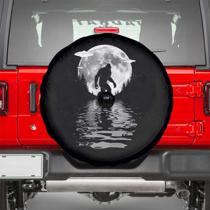 Bigfoot Spare Tire Cover Sasquatch Under The Moon Cryptid TS02 Black Print Your Wear