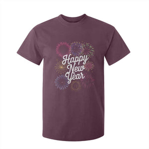 Happy New Year 2025 T Shirt For Kid Fireworks Party Supplies Family Matching TS02 Maroon Print Your Wear
