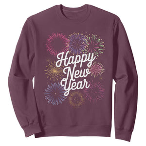 Happy New Year 2025 Sweatshirt Fireworks Party Supplies Family Matching TS02 Maroon Print Your Wear