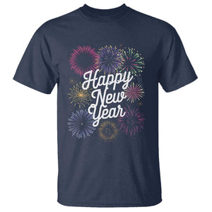 Happy New Year 2025 T Shirt Fireworks Party Supplies Family Matching TS02 Navy Print Your Wear