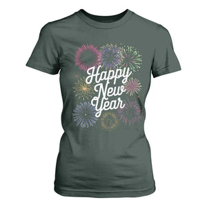 Happy New Year 2025 T Shirt For Women Fireworks Party Supplies Family Matching TS02 Dark Forest Green Print Your Wear