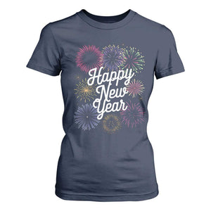 Happy New Year 2025 T Shirt For Women Fireworks Party Supplies Family Matching TS02 Navy Print Your Wear