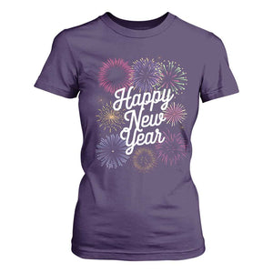 Happy New Year 2025 T Shirt For Women Fireworks Party Supplies Family Matching TS02 Purple Print Your Wear
