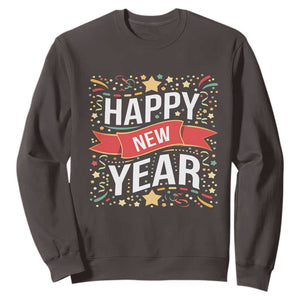 Happy New Year 2025 Sweatshirt Confetti Fireworks Party Supplies Family Matching TS02 Dark Chocolate Print Your Wear