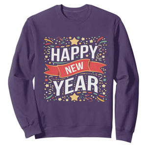 Happy New Year 2025 Sweatshirt Confetti Fireworks Party Supplies Family Matching TS02 Purple Print Your Wear