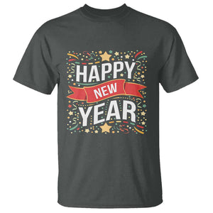 Happy New Year 2025 T Shirt Confetti Fireworks Party Supplies Family Matching TS02 Dark Heather Print Your Wear