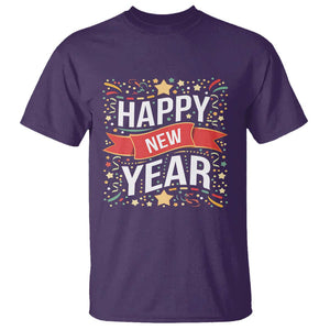 Happy New Year 2025 T Shirt Confetti Fireworks Party Supplies Family Matching TS02 Purple Print Your Wear