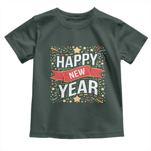 Happy New Year 2025 Toddler T Shirt Confetti Fireworks Party Supplies Family Matching TS02 Dark Forest Green Print Your Wear