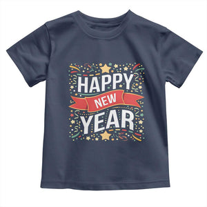 Happy New Year 2025 Toddler T Shirt Confetti Fireworks Party Supplies Family Matching TS02 Navy Print Your Wear