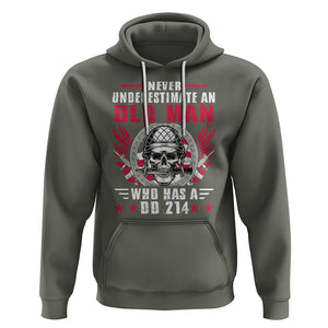 Soldier Skull Hoodie Never Underestimate An Old Man Who Has A DD214 TS02 Military Green Printyourwear