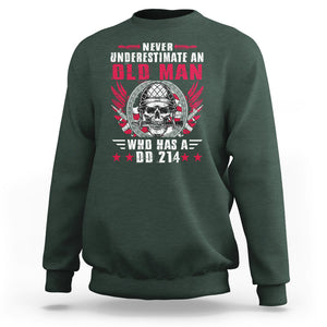 Soldier Skull Sweatshirt Never Underestimate An Old Man Who Has A DD214 TS02 Dark Forest Green Printyourwear