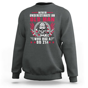 Soldier Skull Sweatshirt Never Underestimate An Old Man Who Has A DD214 TS02 Dark Heather Printyourwear