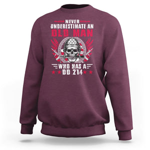 Soldier Skull Sweatshirt Never Underestimate An Old Man Who Has A DD214 TS02 Maroon Printyourwear