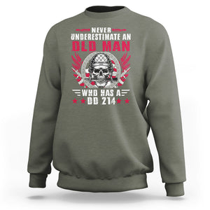Soldier Skull Sweatshirt Never Underestimate An Old Man Who Has A DD214 TS02 Military Green Printyourwear