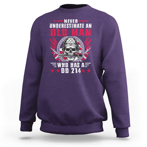 Soldier Skull Sweatshirt Never Underestimate An Old Man Who Has A DD214 TS02 Purple Printyourwear