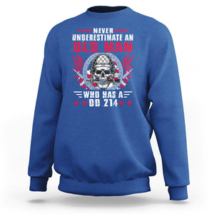 Soldier Skull Sweatshirt Never Underestimate An Old Man Who Has A DD214 TS02 Royal Blue Printyourwear