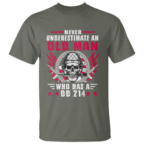 Soldier Skull T Shirt Never Underestimate An Old Man Who Has A DD214 TS02 Military Green Printyourwear