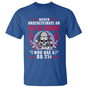 Soldier Skull T Shirt Never Underestimate An Old Man Who Has A DD214 TS02 Royal Blue Printyourwear