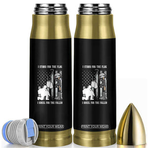 American Veteran Bullet Tumbler We Stand For the Flag We Kneel For The Fallen US Patriots TS02 Black Print Your Wear