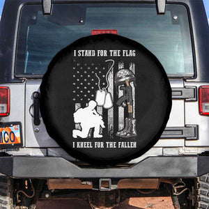 American Veteran Spare Tire Cover We Stand For the Flag We Kneel For The Fallen US Patriots TS02 No hole Black Print Your Wear