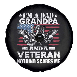 American Veteran Spare Tire Cover I'm A Dad Grandpa And A Veteran Funny For Papa Grandpa Pride TS02 Print Your Wear