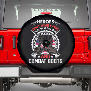 American Veteran Spare Tire Cover Heroes Don't Wear Capes They Wear Dog Tags And Combat Boots TS02 Black Print Your Wear