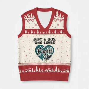 A Girl Who Loves Eagle V-Neck Knit Sweater Vest TS02 Beige Red Print Your Wear