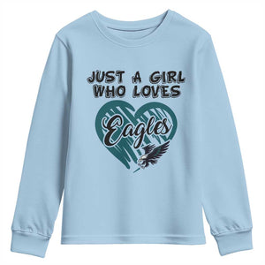A Girl Who Loves Eagle Youth Sweatshirt TS02 Light Blue Print Your Wear