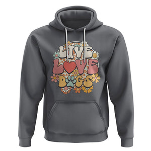 Dog Lover Hoodie Live Love Dogs Retro Groovy TS02 Charcoal Printyourwear