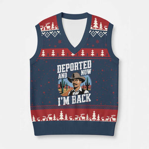 Funny Mexican Cowboy V-Neck Knit Sweater Vest Now I'm Back Retro Vintage Desert TS02 Navy Red Print Your Wear