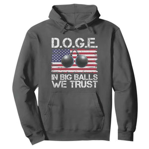 Funny D.O.G.E Patriotic 2025 Hoodie In Big Balls We Trust American Flag TS02 Dark Heather Print Your Wear