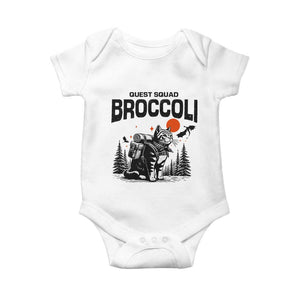 Quest Squad Broccoli Cat Baby Onesie Funny Hiking Adventure Cute Camping Feline TS02 White Print Your Wear