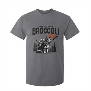 Quest Squad Broccoli Cat T Shirt For Kid Funny Hiking Adventure Cute Camping Feline TS02 Charcoal Print Your Wear
