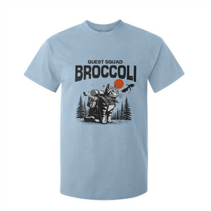 Quest Squad Broccoli Cat T Shirt For Kid Funny Hiking Adventure Cute Camping Feline TS02 Light Blue Print Your Wear