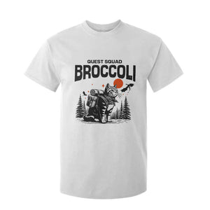Quest Squad Broccoli Cat T Shirt For Kid Funny Hiking Adventure Cute Camping Feline TS02 White Print Your Wear