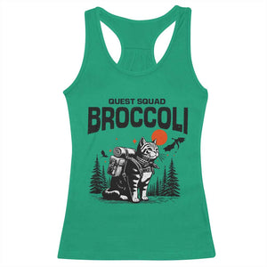 Quest Squad Broccoli Cat Racerback Tank Top Funny Hiking Adventure Cute Camping Feline TS02 Irish Green Print Your Wear