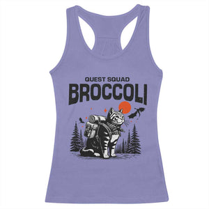 Quest Squad Broccoli Cat Racerback Tank Top Funny Hiking Adventure Cute Camping Feline TS02 Violet Print Your Wear