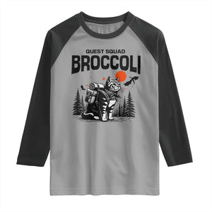 Quest Squad Broccoli Cat Raglan Shirt Funny Hiking Adventure Cute Camping Feline TS02 Sport Gray Black Print Your Wear