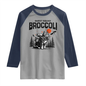 Quest Squad Broccoli Cat Raglan Shirt Funny Hiking Adventure Cute Camping Feline TS02 Sport Gray Navy Print Your Wear