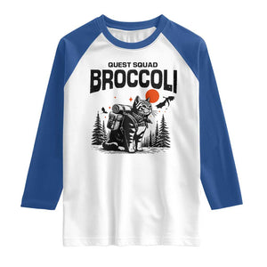 Quest Squad Broccoli Cat Raglan Shirt Funny Hiking Adventure Cute Camping Feline TS02 White Royal Print Your Wear