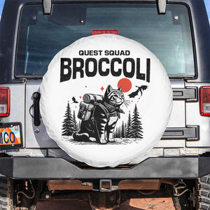 Quest Squad Broccoli Cat Spare Tire Cover Funny Hiking Adventure Cute Camping Feline TS02 No hole White Print Your Wear