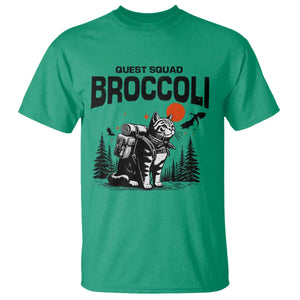 Quest Squad Broccoli Cat T Shirt Funny Hiking Adventure Cute Camping Feline TS02 Irish Green Print Your Wear