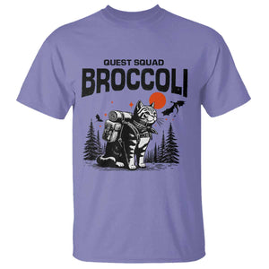 Quest Squad Broccoli Cat T Shirt Funny Hiking Adventure Cute Camping Feline TS02 Violet Print Your Wear