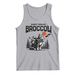 Quest Squad Broccoli Cat Tank Top Funny Hiking Adventure Cute Camping Feline TS02 Athletic Heather Print Your Wear