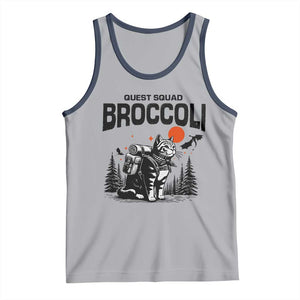 Quest Squad Broccoli Cat Tank Top Funny Hiking Adventure Cute Camping Feline TS02 Athletic Heather Navy Print Your Wear