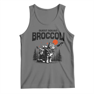 Quest Squad Broccoli Cat Tank Top Funny Hiking Adventure Cute Camping Feline TS02 Black Heather Print Your Wear