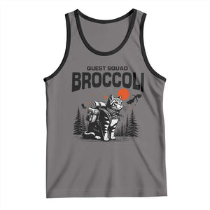 Quest Squad Broccoli Cat Tank Top Funny Hiking Adventure Cute Camping Feline TS02 Deep Heather Black Print Your Wear