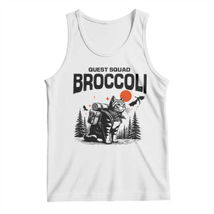 Quest Squad Broccoli Cat Tank Top Funny Hiking Adventure Cute Camping Feline TS02 White Print Your Wear